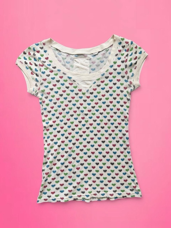 American Vintage Tops - vintage y2k scene thermal heart t shirt henley